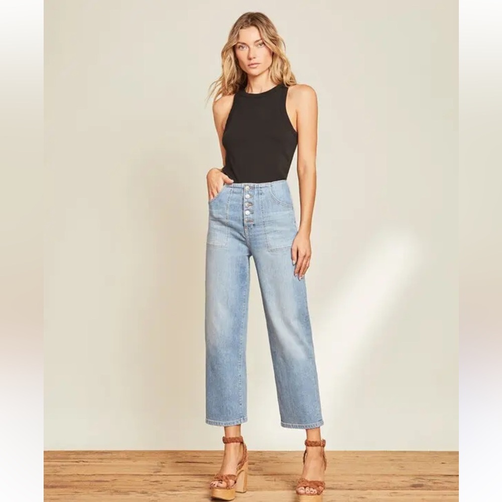 EUC Veronica Beard Crosbie Crop Wide Crop High Rise Jeans